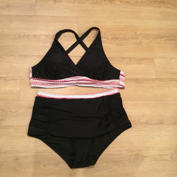 Women’s High Waisted Plus Size Tummy Control Bikini Set - Picture 2 of 4